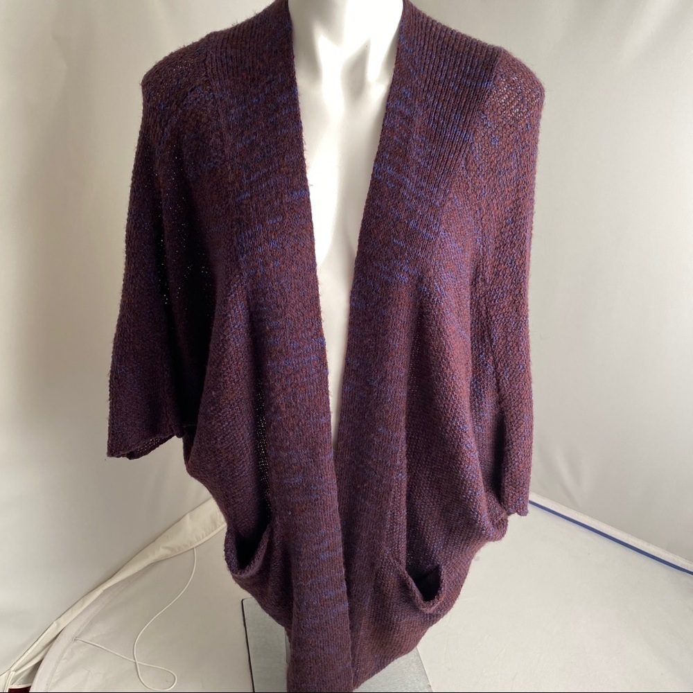 Lucky Brand purple blue dolman sleeve open cardigan sweater with pockets